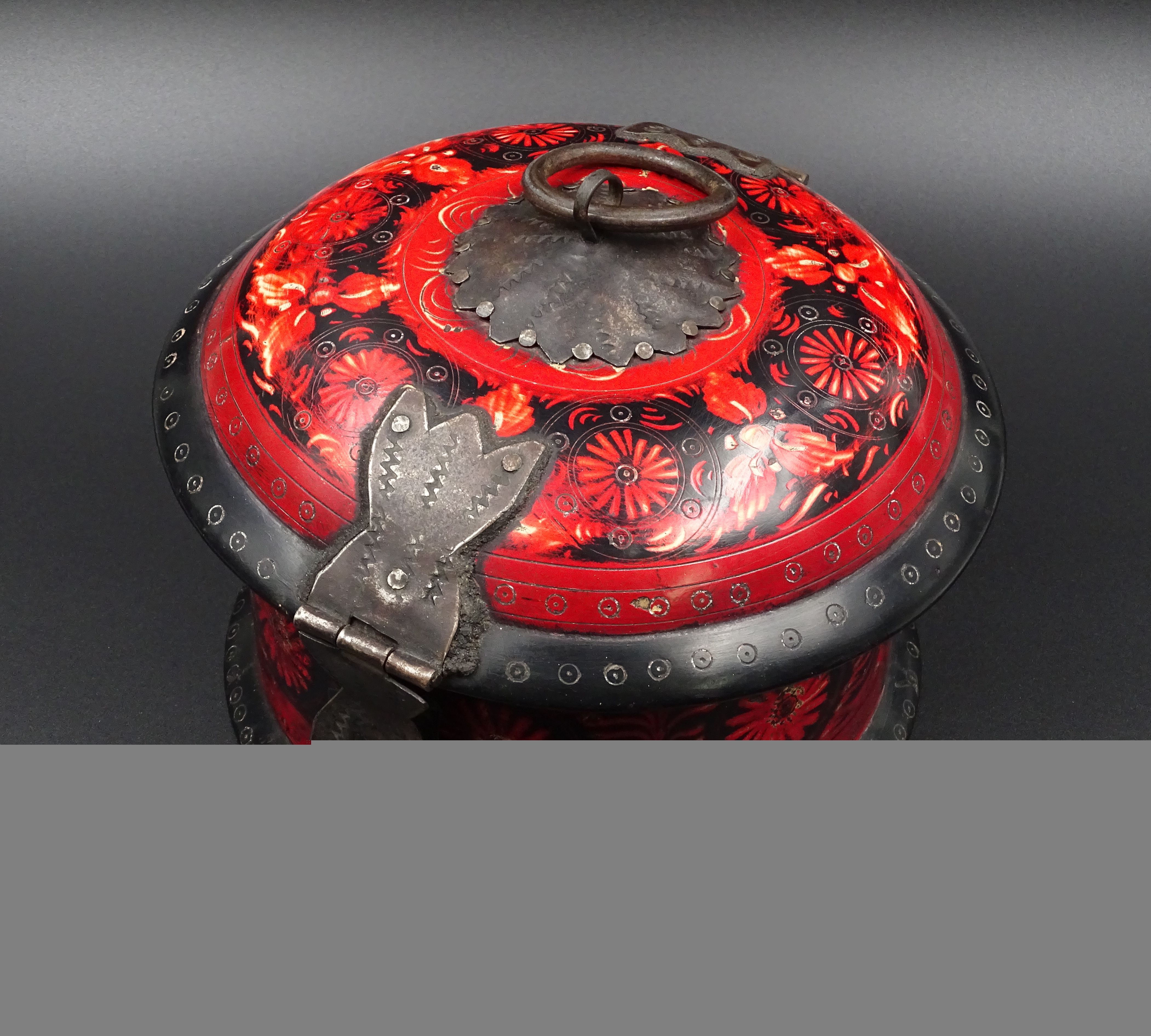 Wooden chapati box and fittings from India