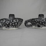 Pair of ceramic candlesticks Vallauris fat lava Keramik