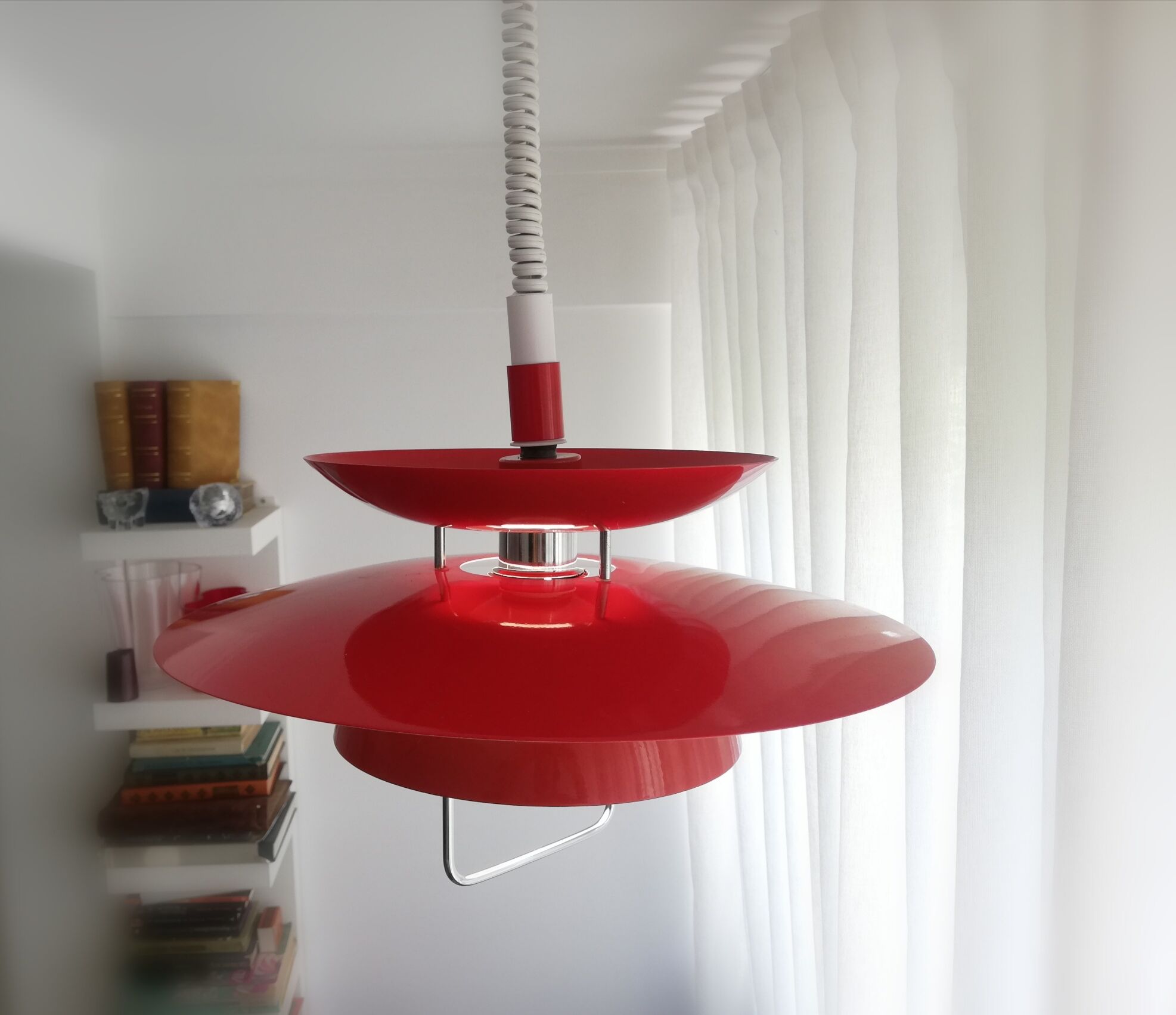 Red pull-down Scandinavian design ceiling lamp Berga by Markslöjd Sweden