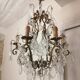 Old cage chandelier. Bronze and tassels. 6 arms of lights.