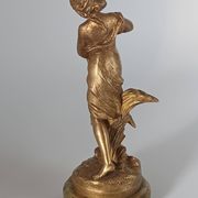 Old Regule Statuette The Source Auguste Moreau Base Green Onyx 19 cm