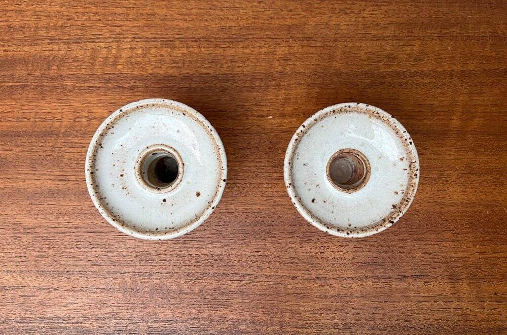 Mid-century Danish studio ceramic candle holders, 1960s, set of 2.