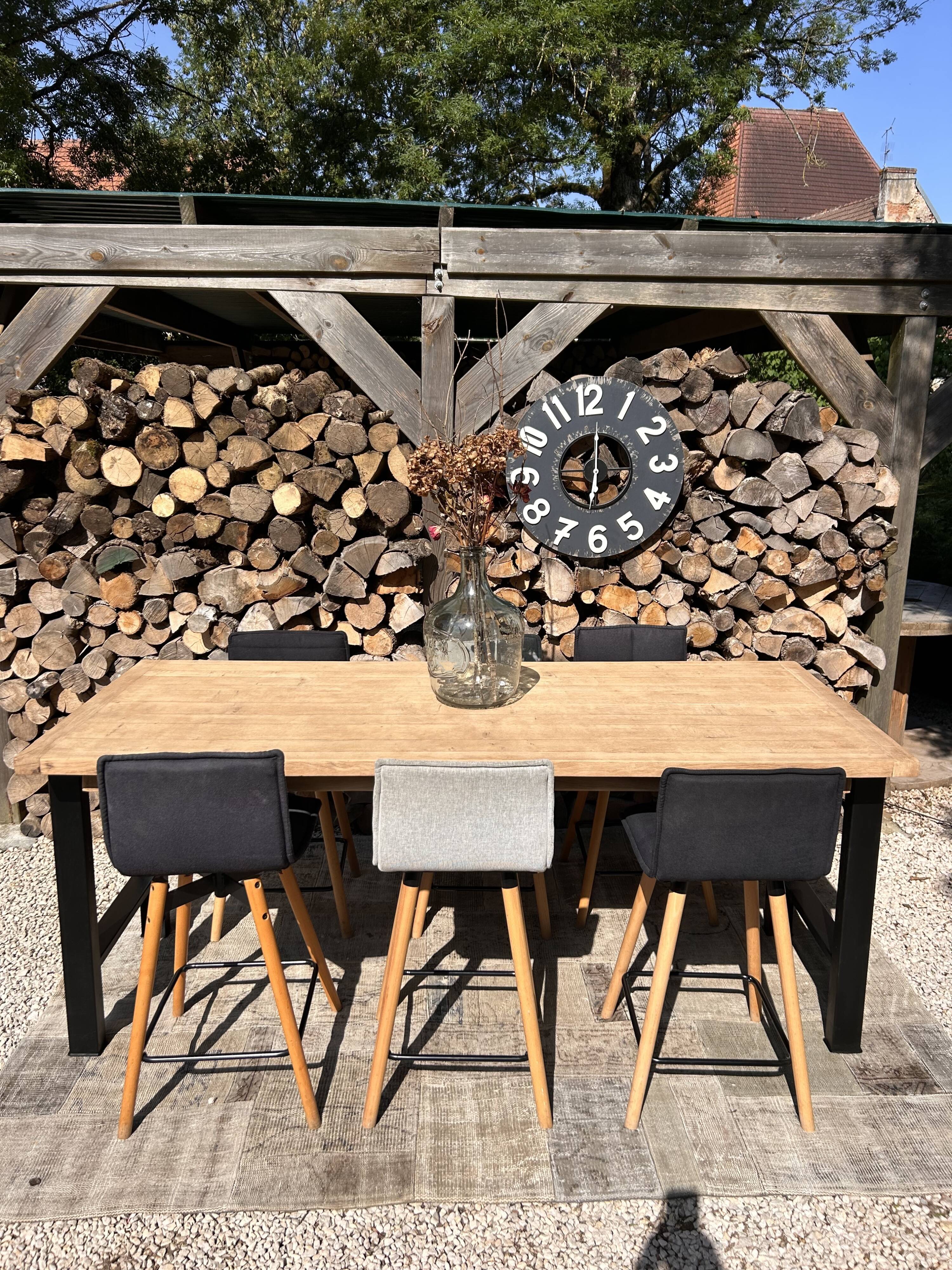 High table, island in wood and metal