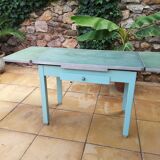Vintage table of the 50s mado style in formica and wood with drawer and extension cords