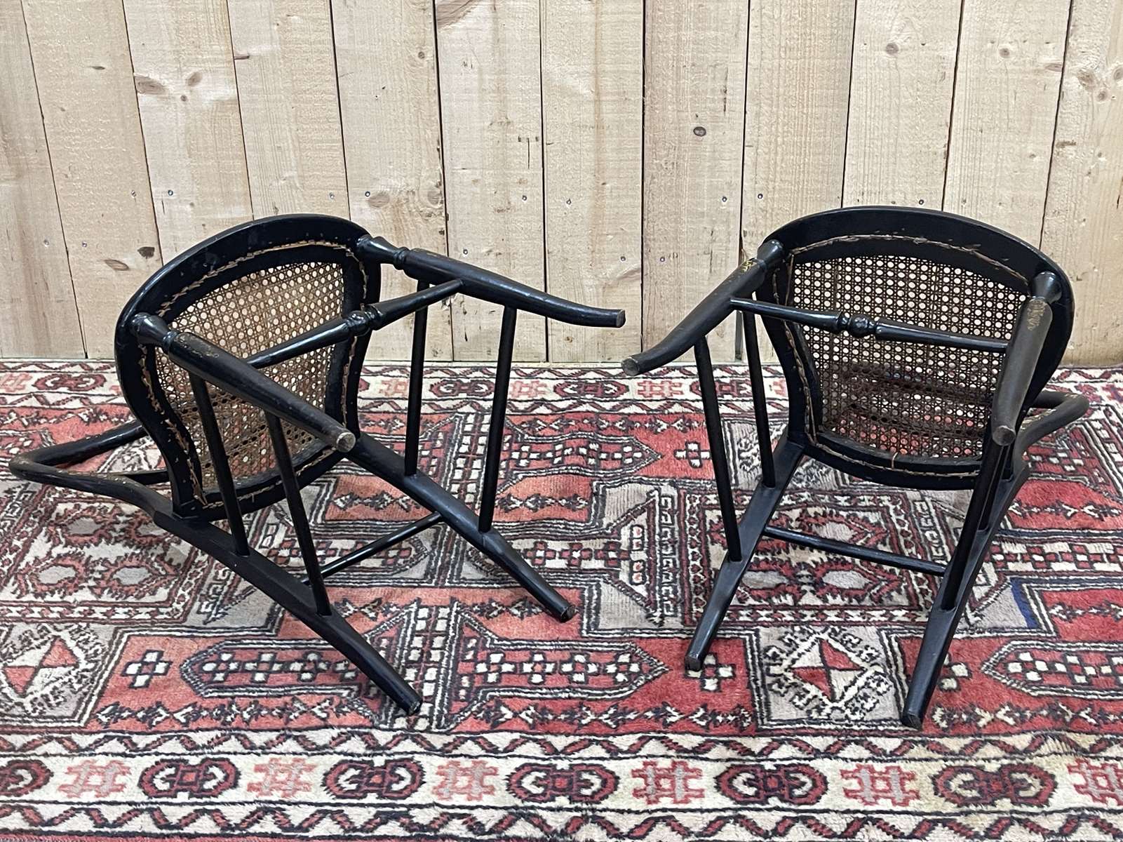 Pair of chairs Napoleon III XIXth in norci wood and mother-of-pearl inlay