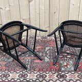 Pair of chairs Napoleon III XIXth in norci wood and mother-of-pearl inlay
