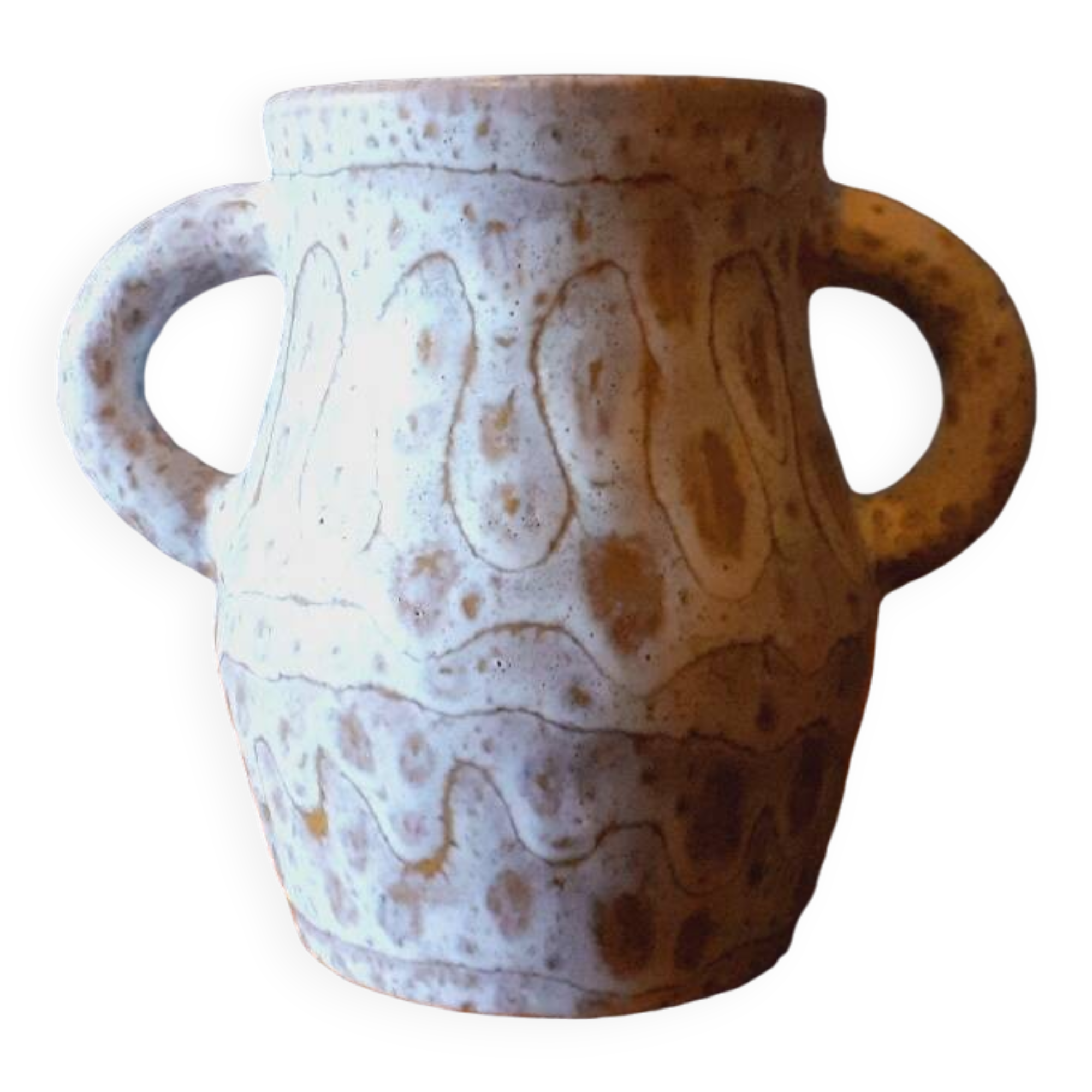 Ceramic vase with handles from the 50s signed Jean Austruy