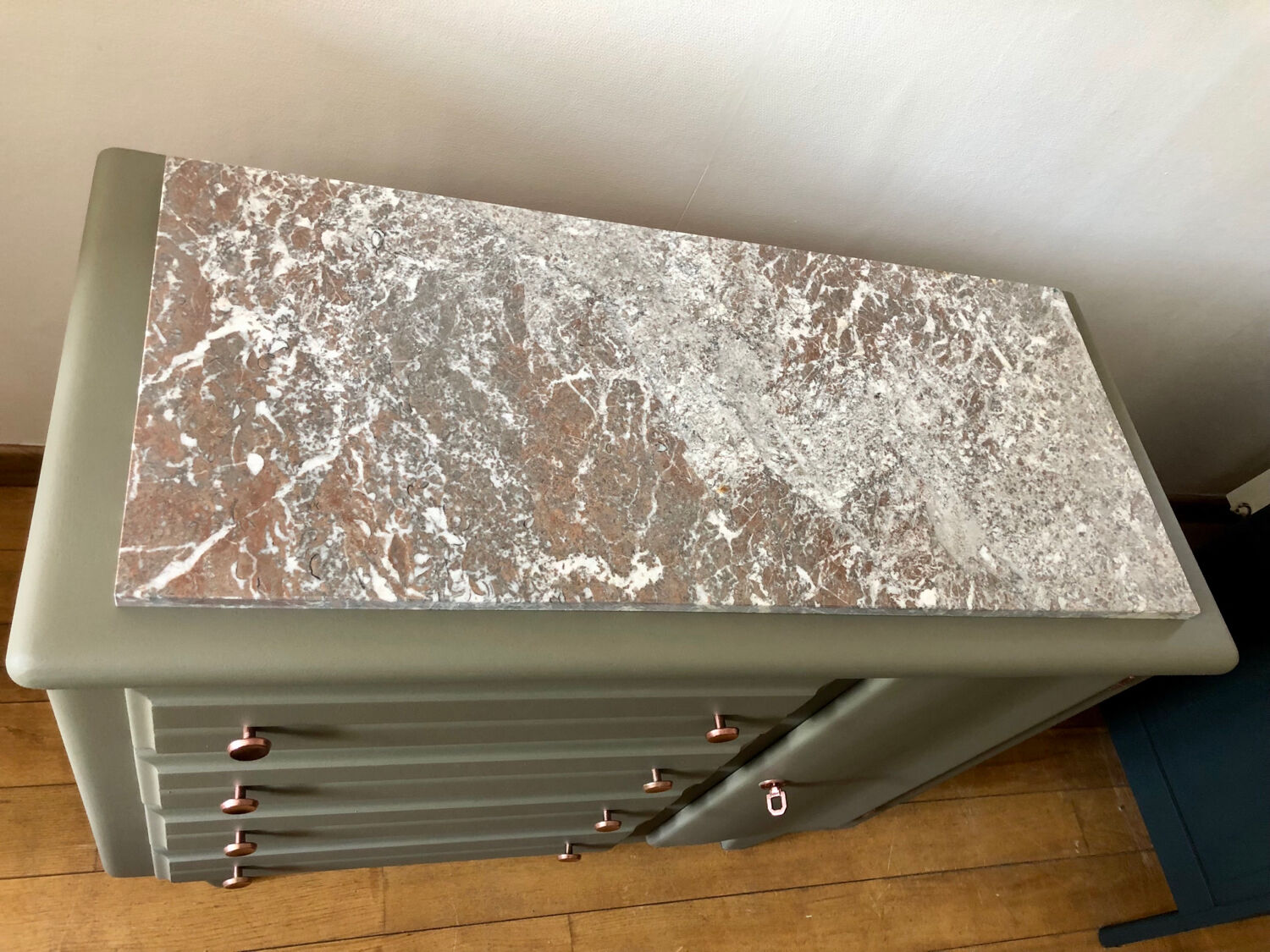 Olive green chest of drawers