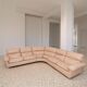 Vintage blush leather modular sofa Petronio by Tito Agnoli for Poltrona Frau, 1970s mid-century design