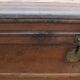 Old wooden trunk covered leather travel chest