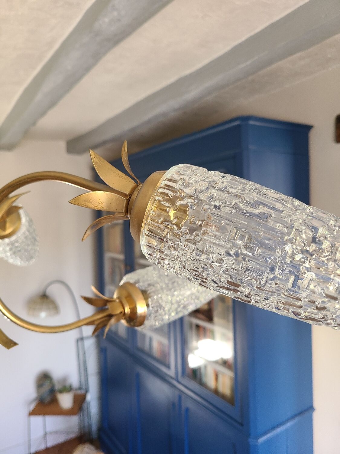 Lustre 1970 vintage feuille d'ananas