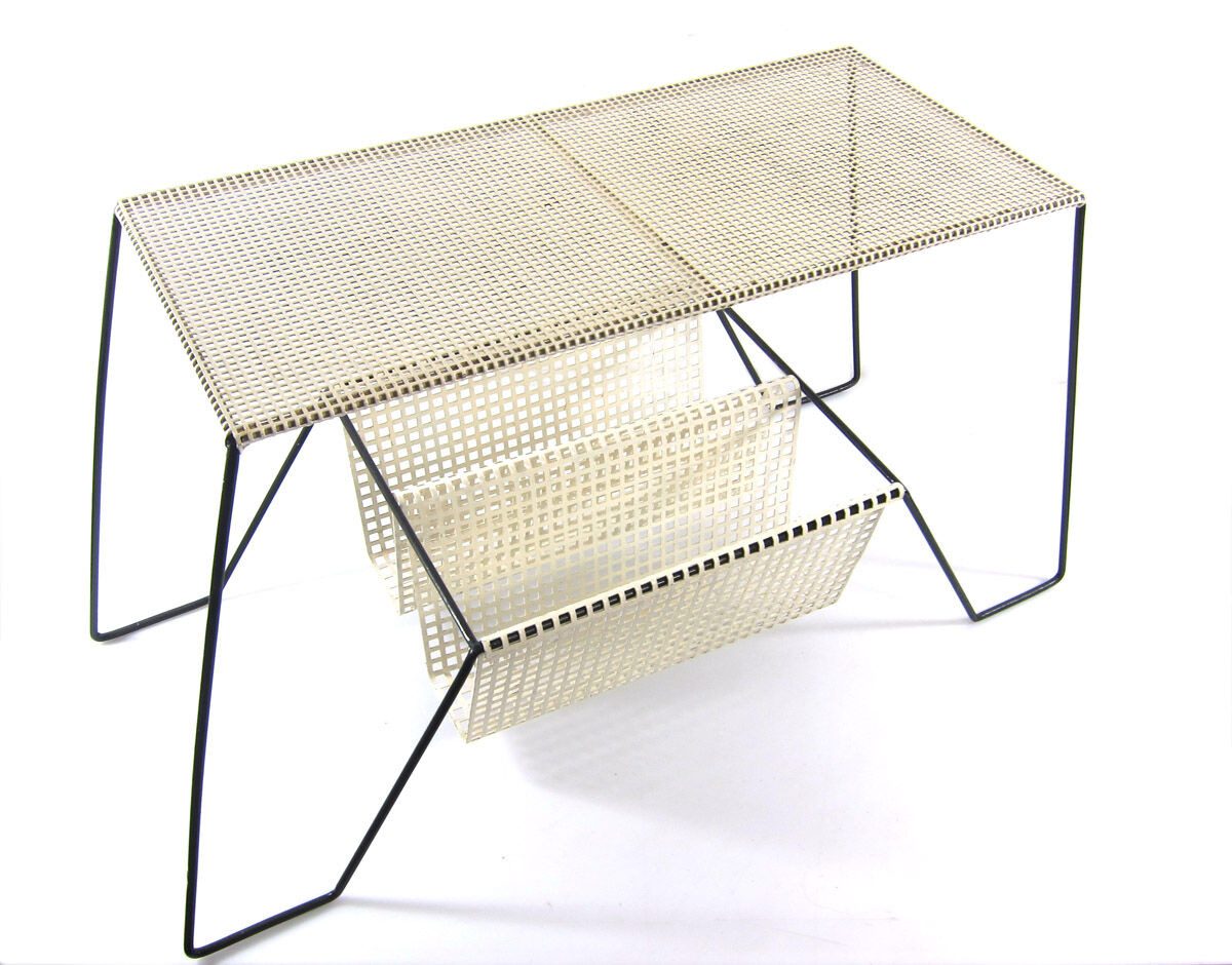 Large Mathieu Mategot style white and black vintage 60s table