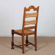 Set of 6 rush-seated chairs in solid oak, 1940.