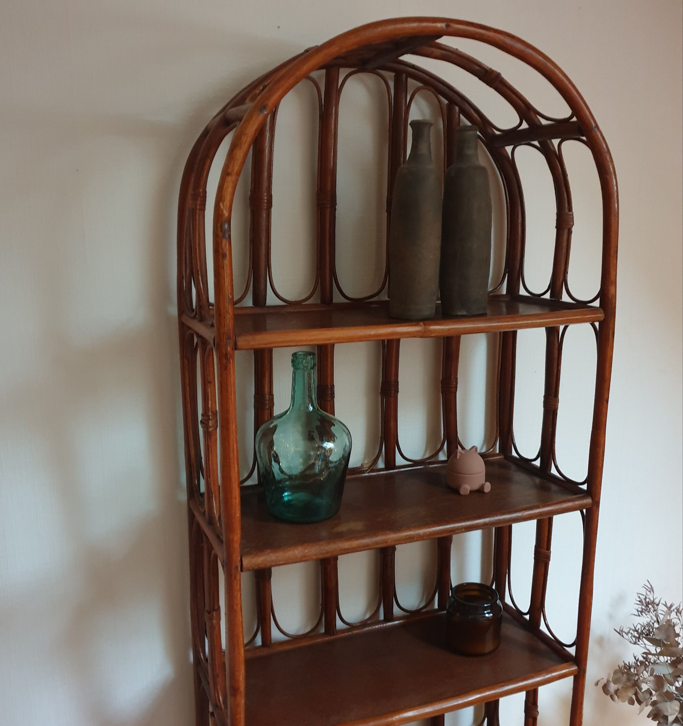 Vintage rattan bookcase