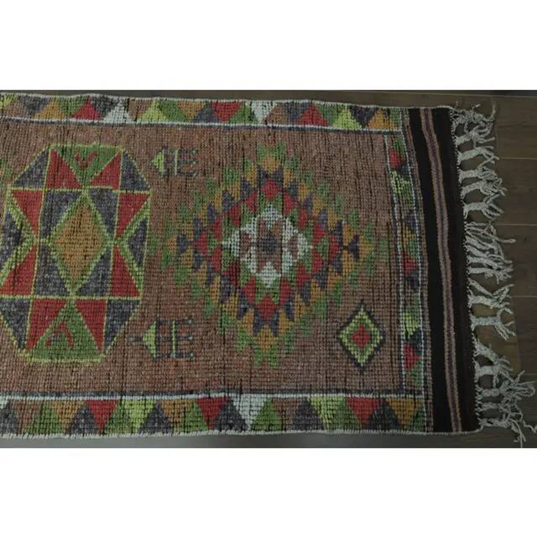 1970s Vintage Turkish Oushak Handmade Wool Cotton Orange Runner Rug 85x358