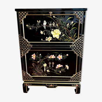 Chinese secretarial cabinet lacquered black Asian