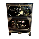 Chinese secretarial cabinet lacquered black Asian