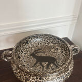 Footed bowl fat lava rock decor 1970