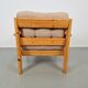 Vintage Brutalist Armchair in Pine and Fabric, 1970s