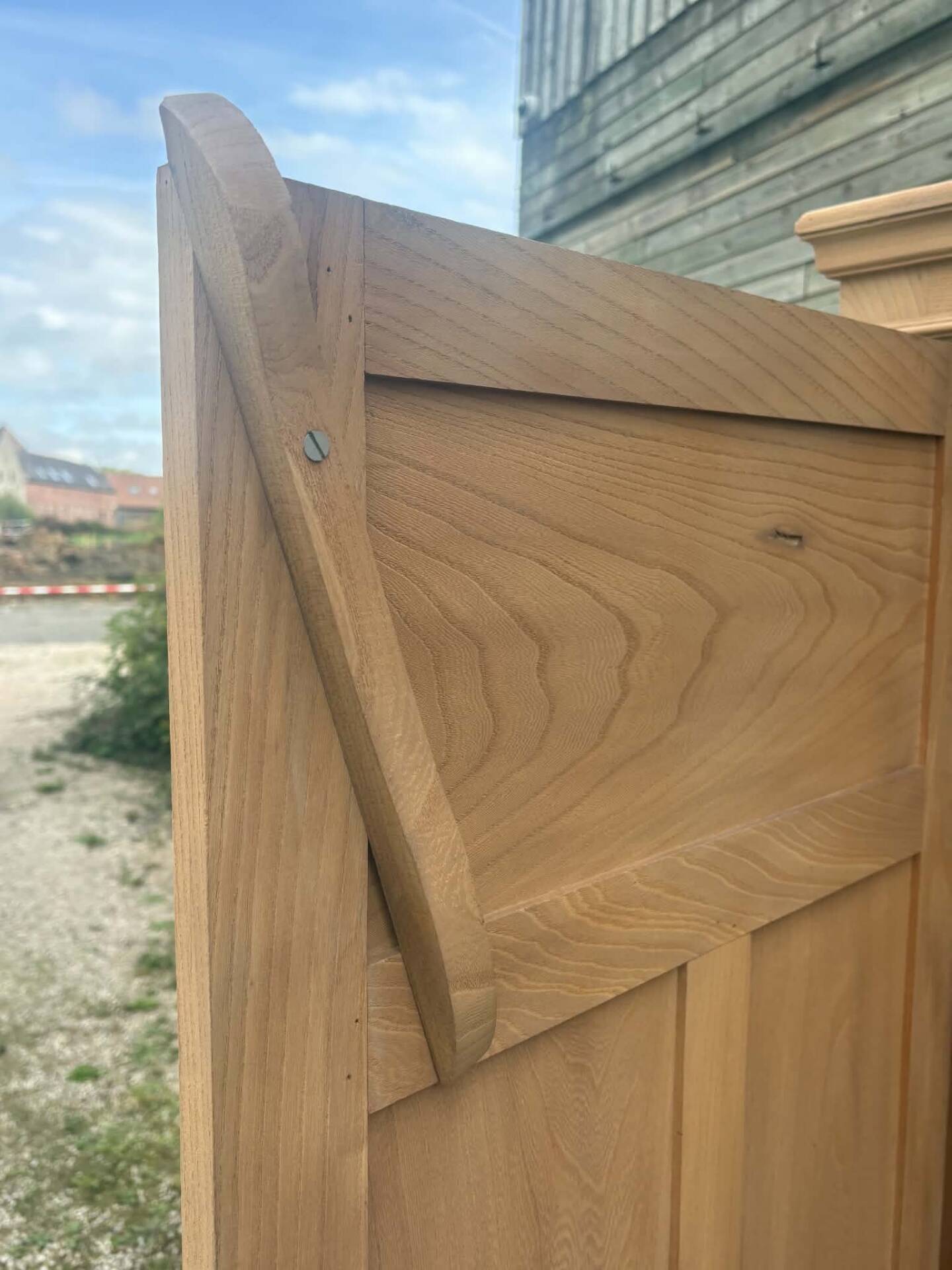Large antique wardrobe in raw wood