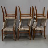 Suite of 6 vintage chairs in light beech late 20th