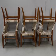Suite de 6 chaises vintage en hêtre clair fin XXe