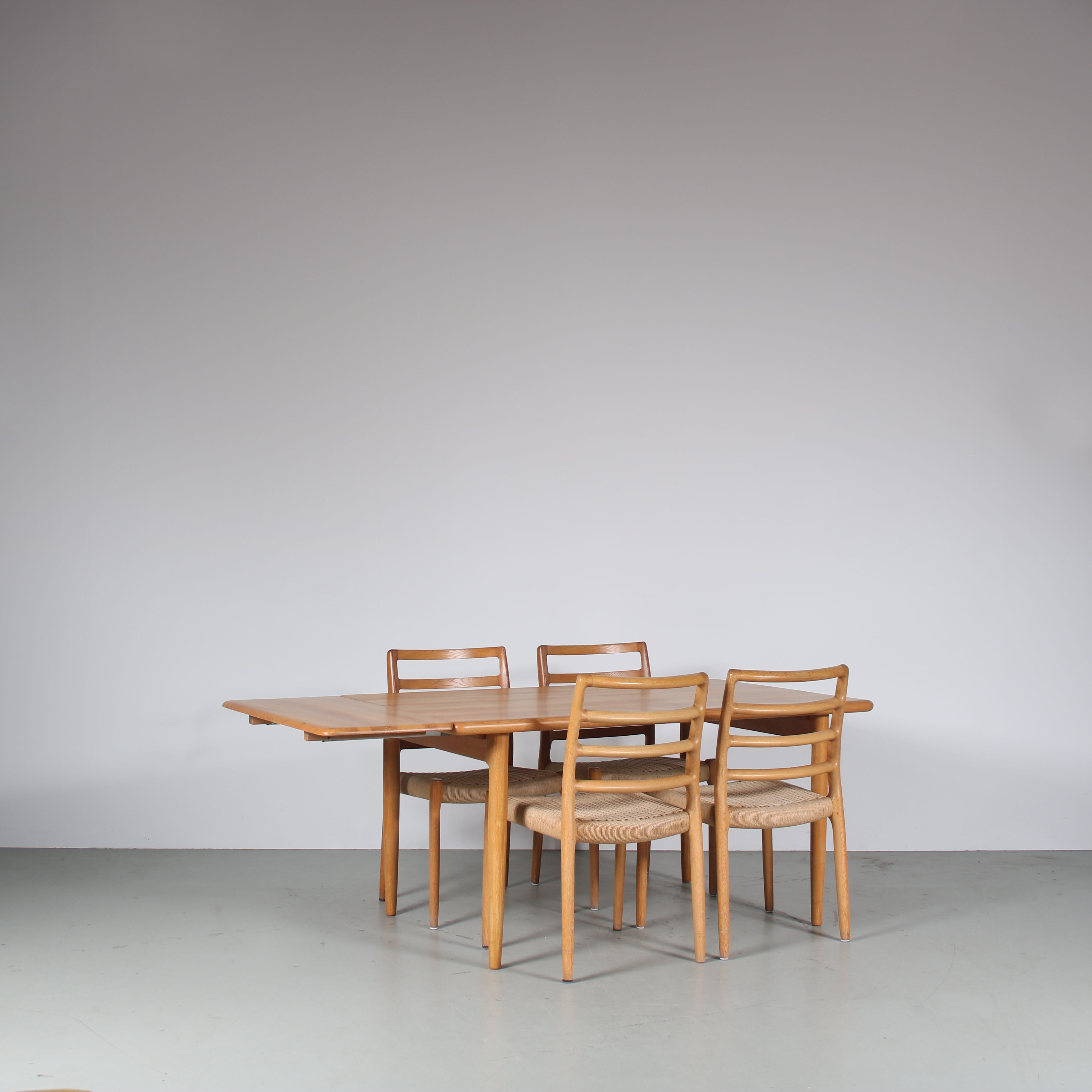 1970s Oak wooden dining set by Moller, Denmark