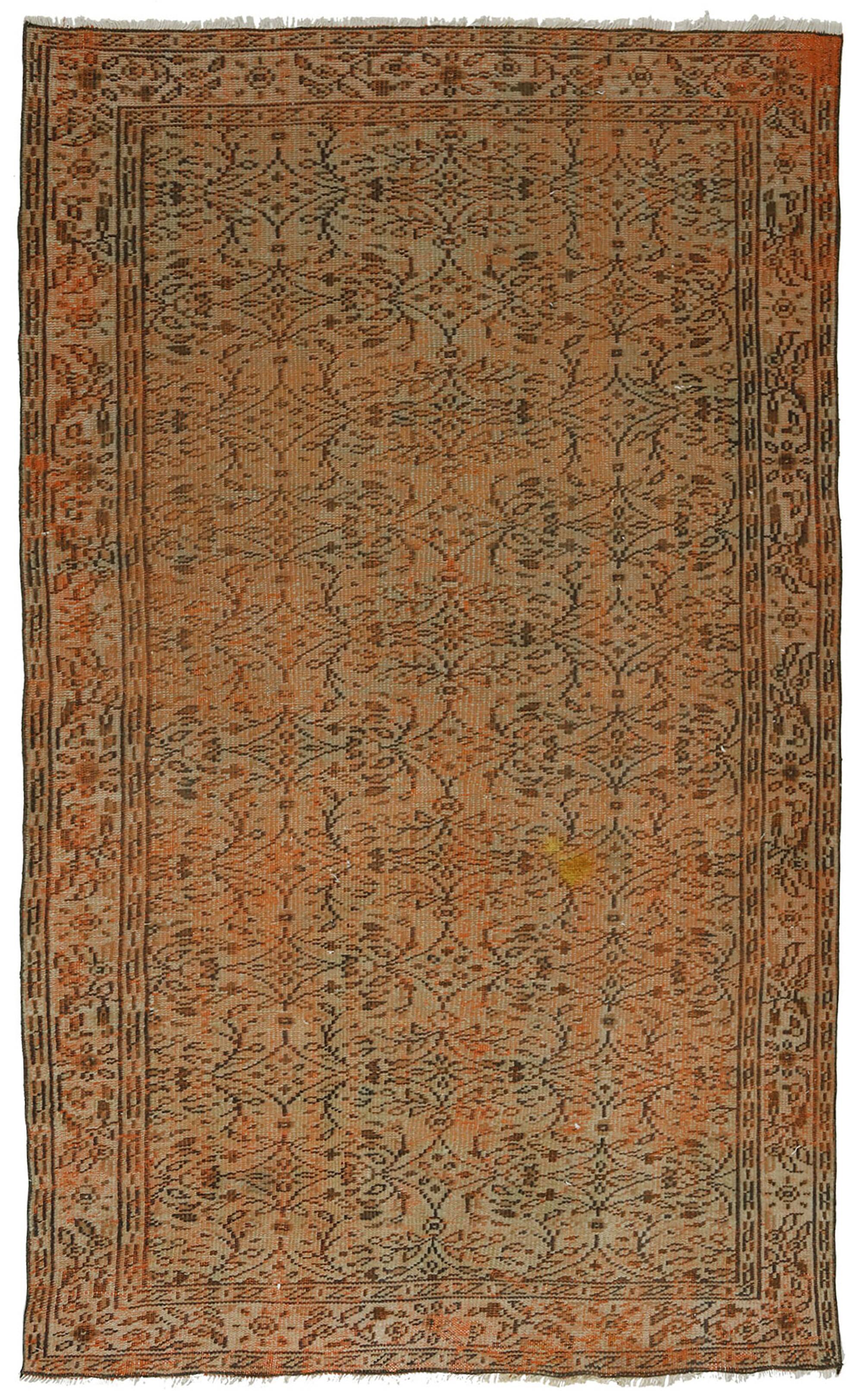 Vintage Turkish Carpet Floral Terracotta and Brown 260 x 158 cm
