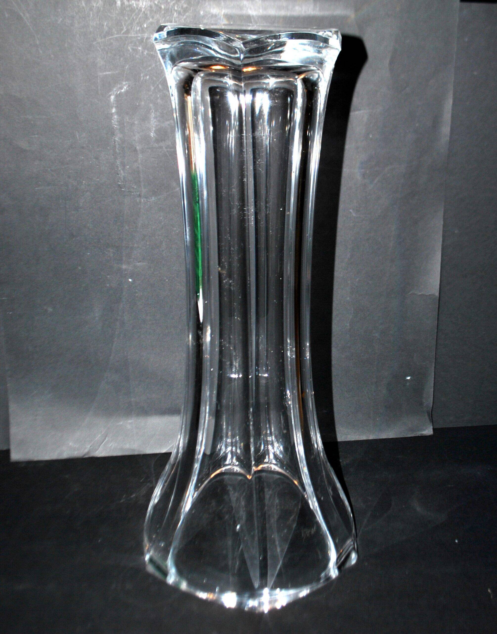 Sèvres large molded crystal vase, modernist design, H48.5
