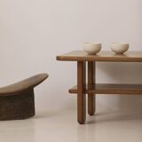 Coffee table in solid elm by Alain Gaubert vintage circa 1980.