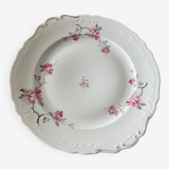 Plat de service en porcelaine de Limoges - fleurs de cerisier -