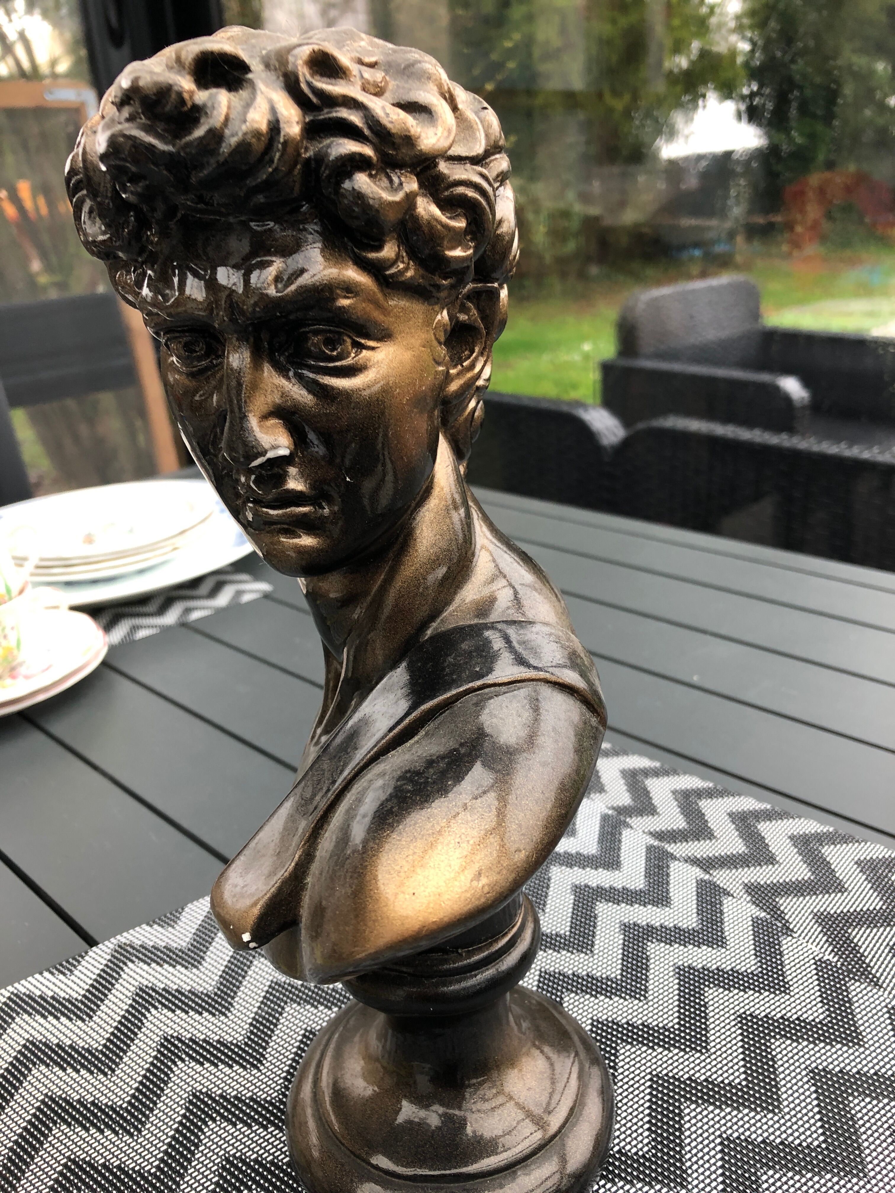 Plaster bust imitation bronze of David