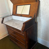 19th-century walnut and marble toilet commode in Louis Philippe style