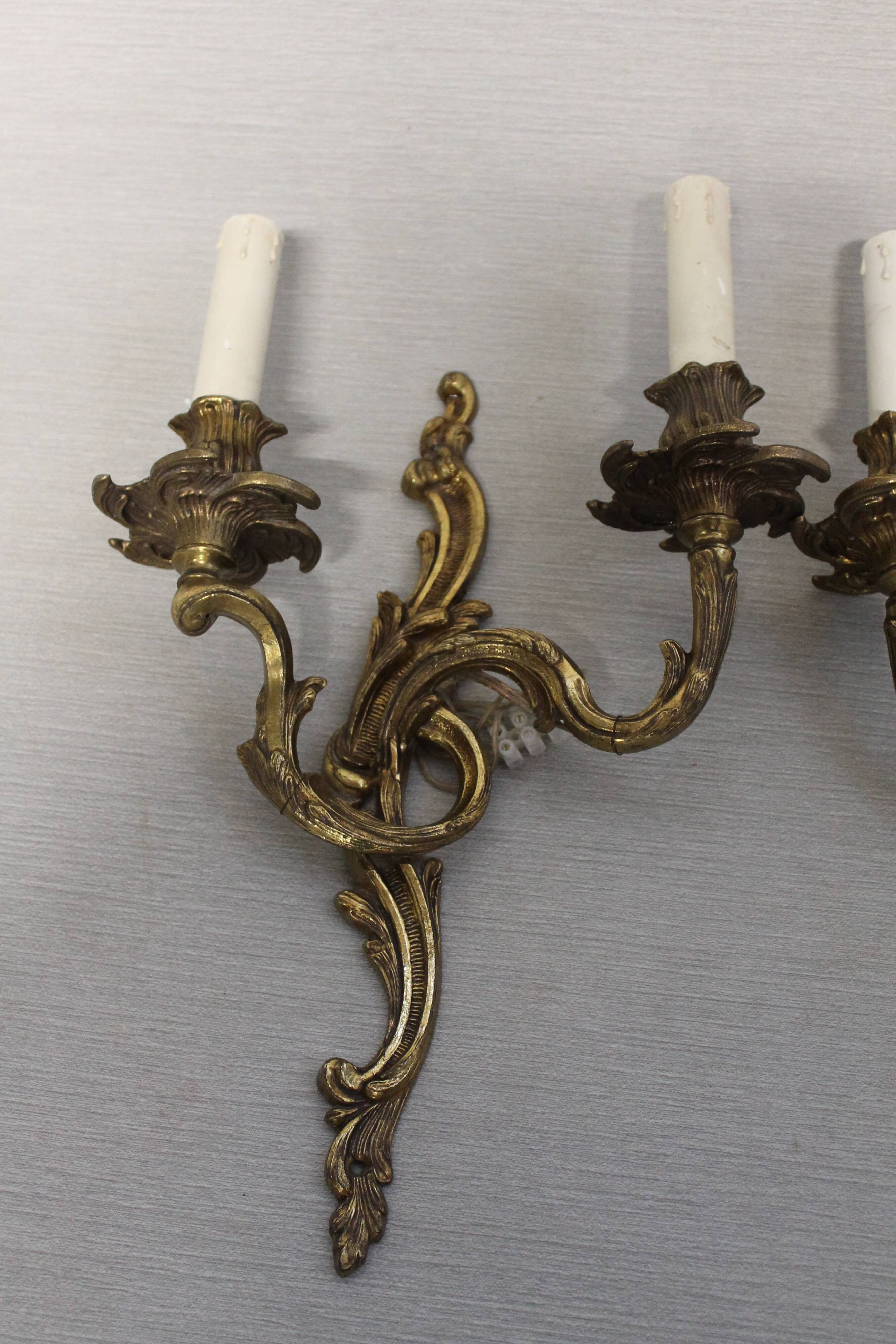 Pair of Louis XV style gilded bronze appliques