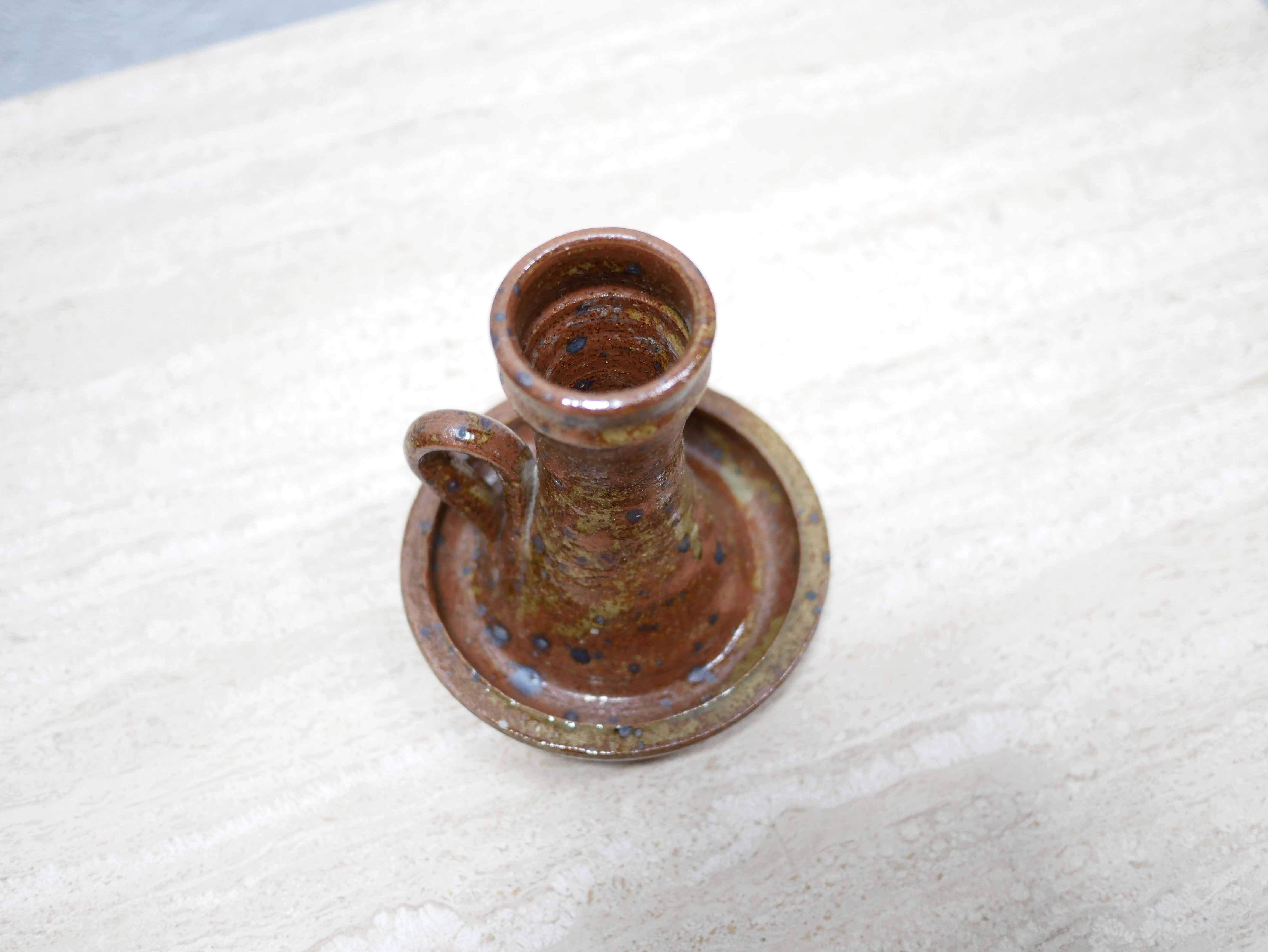 Vintage candle holder in pyrite stoneware