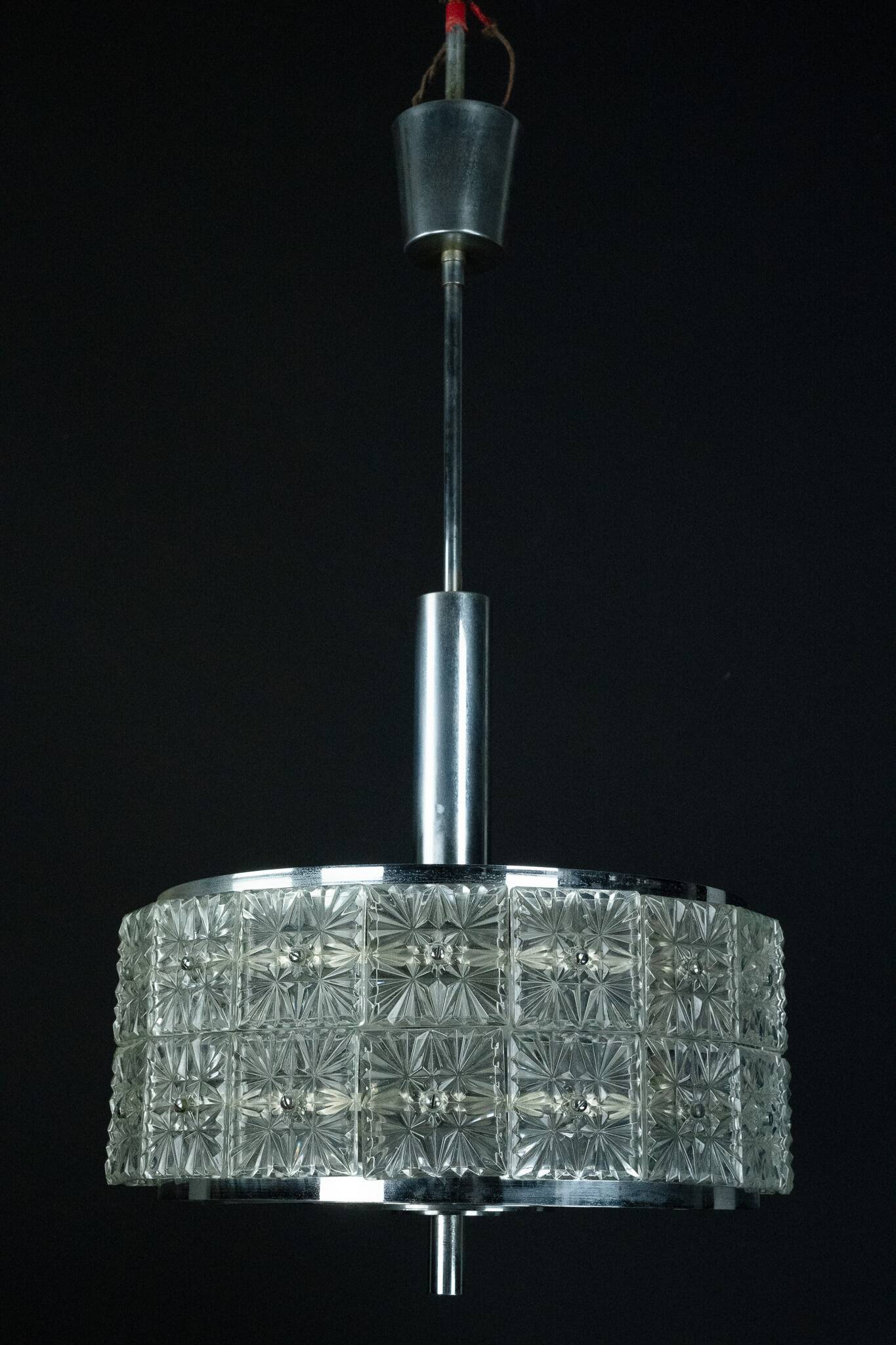 Vintage Kinkeldey Crystal Glass and chrome Chandelier. Germany 1960s