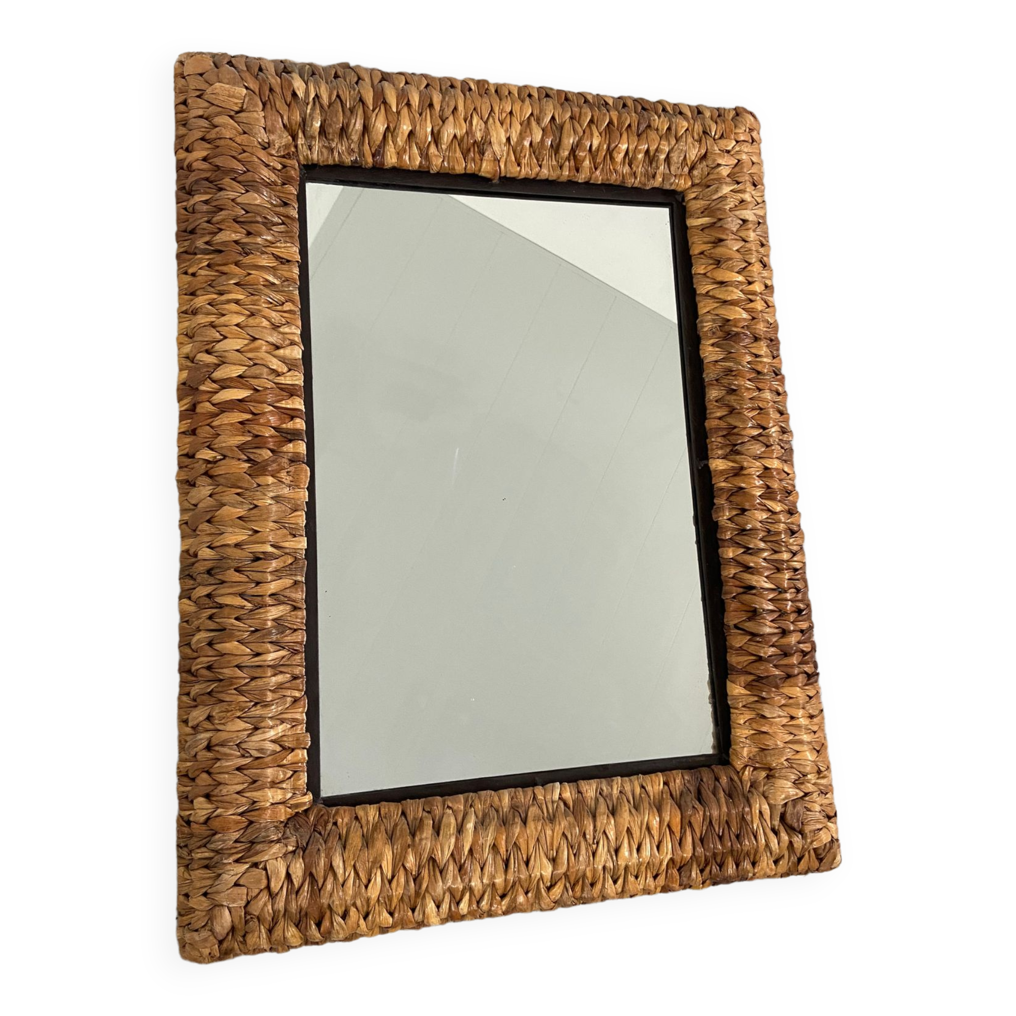 Antique woven wicker mirror 53x71cm