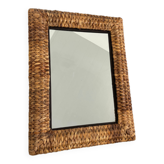 Antique mirror in woven wicker 53x71cm