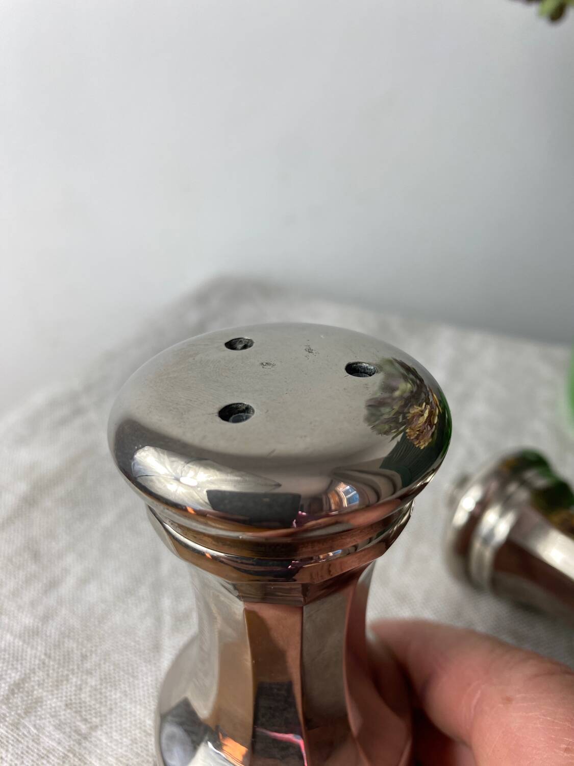 Silver-plated salt and pepper shakers