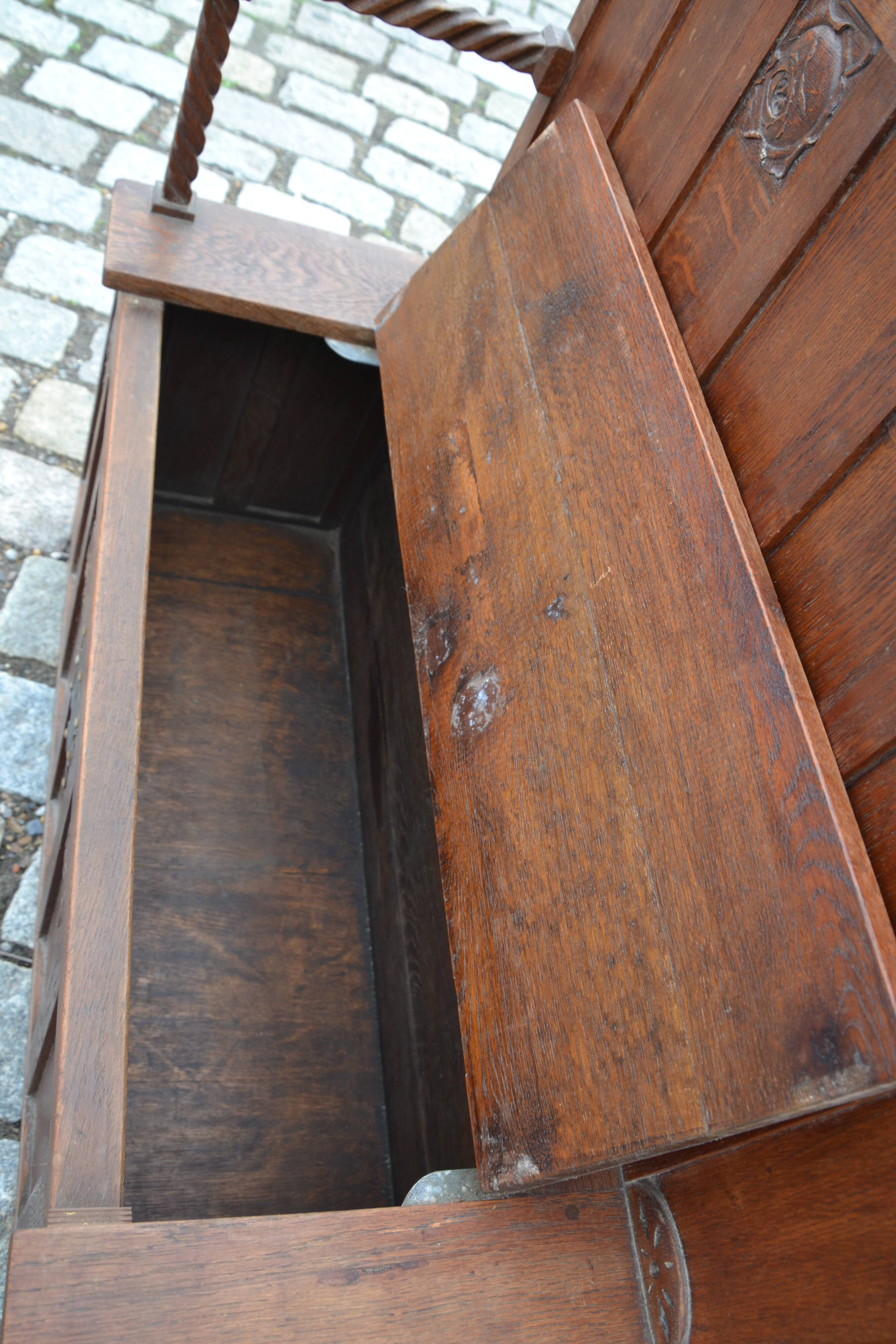 carved wooden chest bench