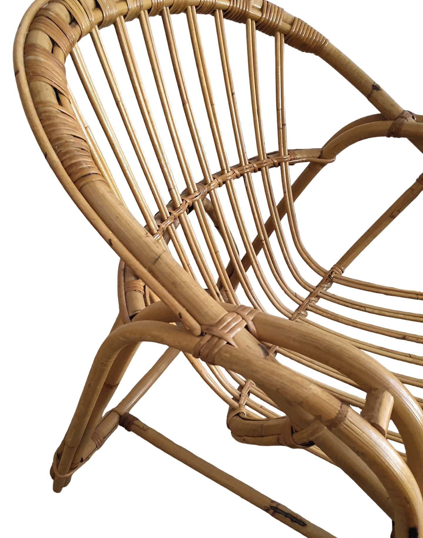 Duo of rattan shell armchairs 1970