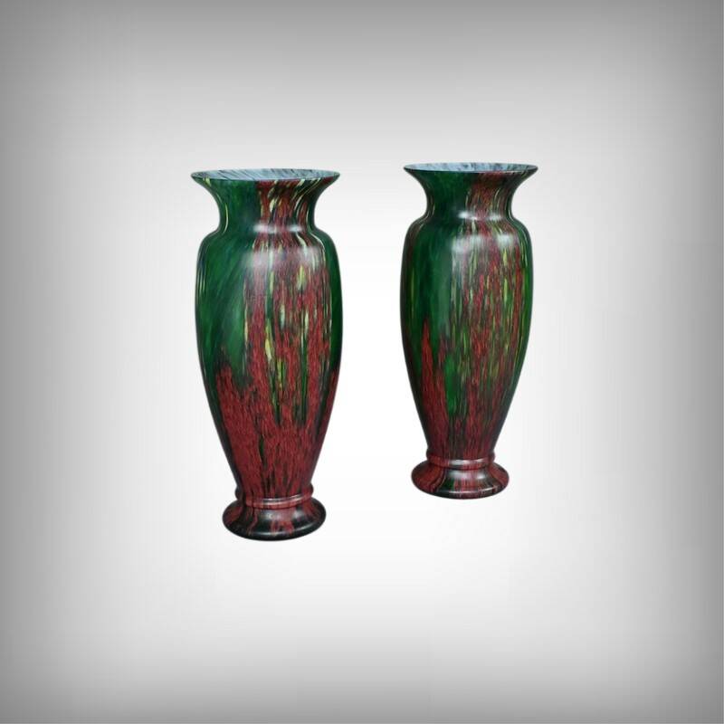 Pair of Glass Paste Vases – Mid 20th Century