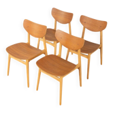 1950s Wellner bent plywood dining chairs, set of 4
