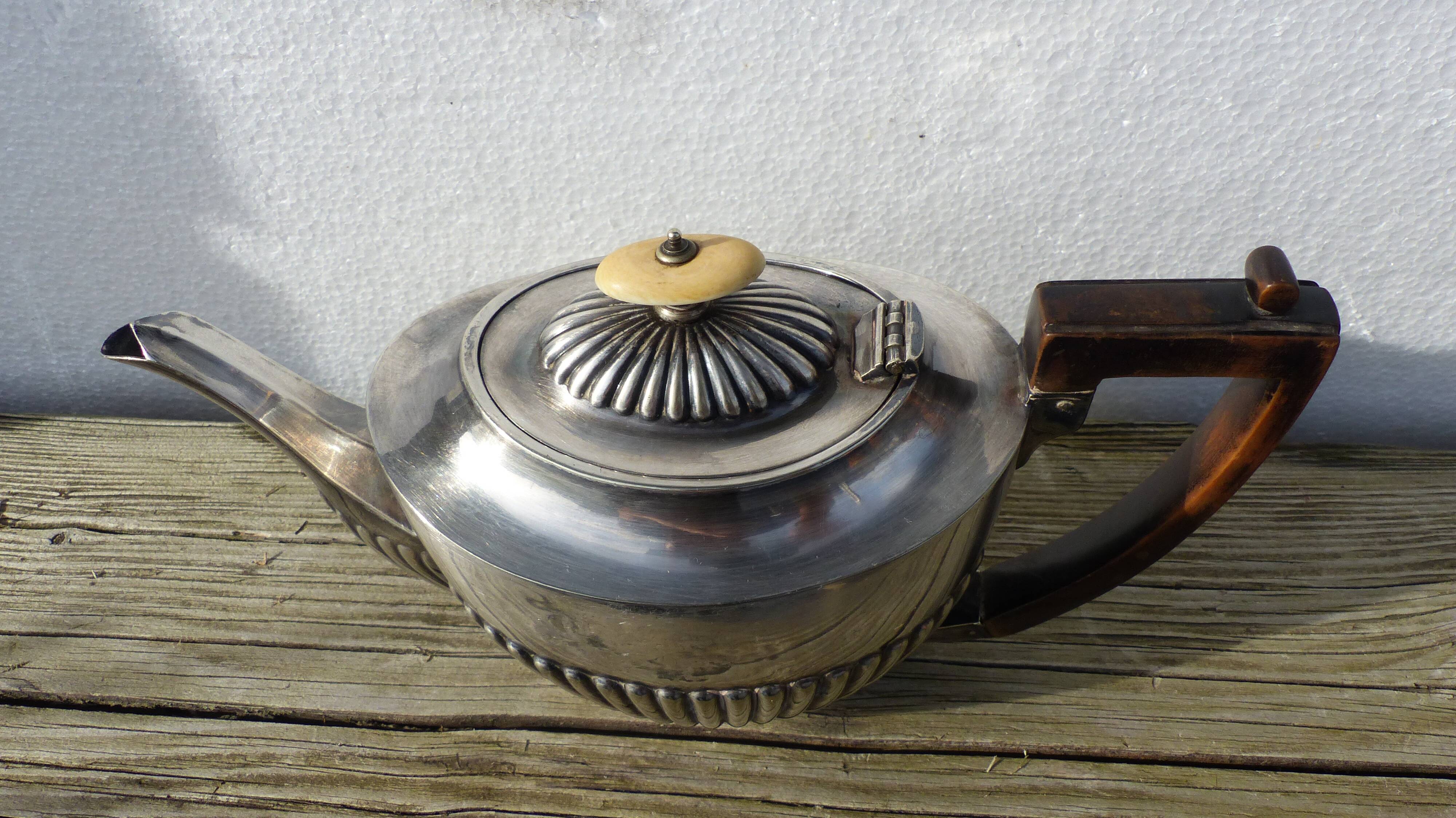 Silver metal teapot