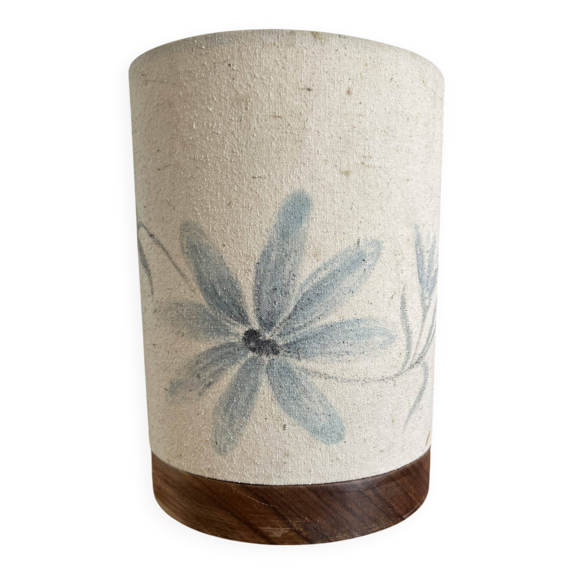 Lampe vintage bois et tissus peint