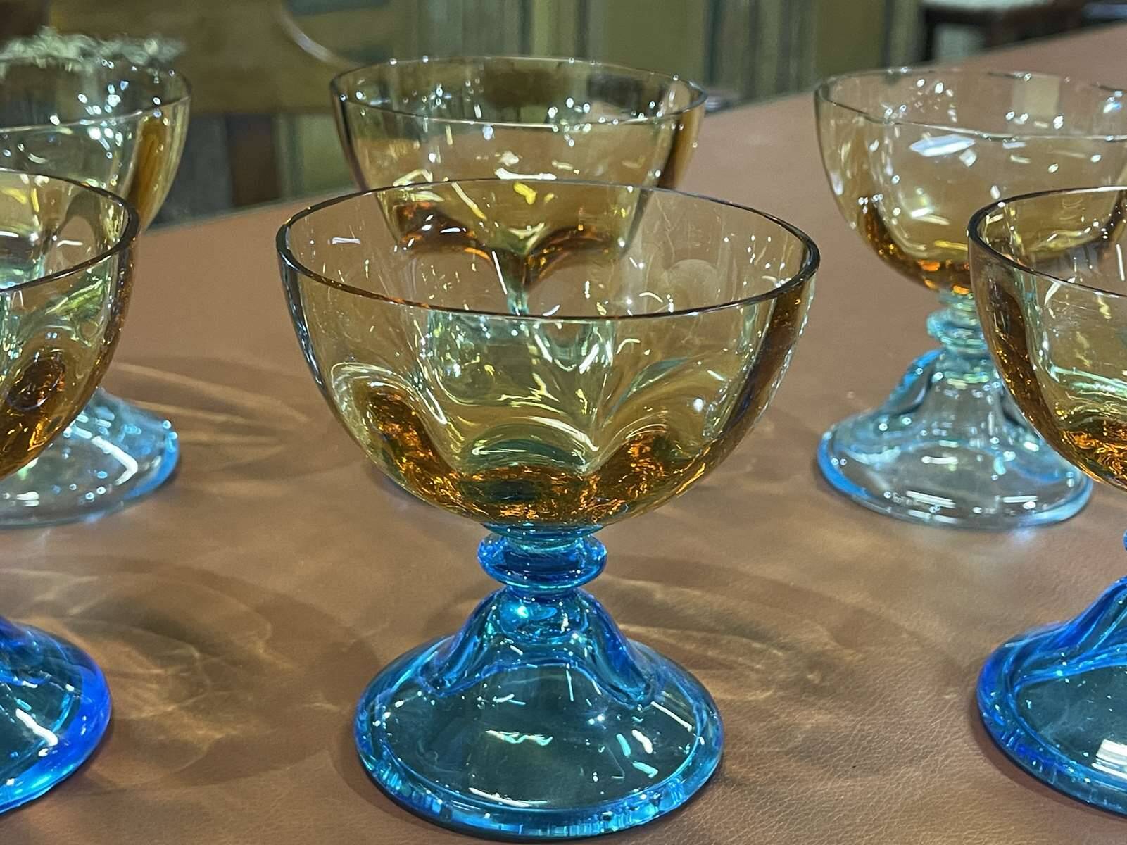 6 Georges Sand model crystal champagne glasses - 20th century