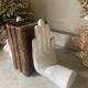 Pair of vintage Italian Mancer ceramic bookends, hands.