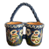 Double Pot Pottery Ceramic Terracotta Blue Bird Alsace Twisted Handle