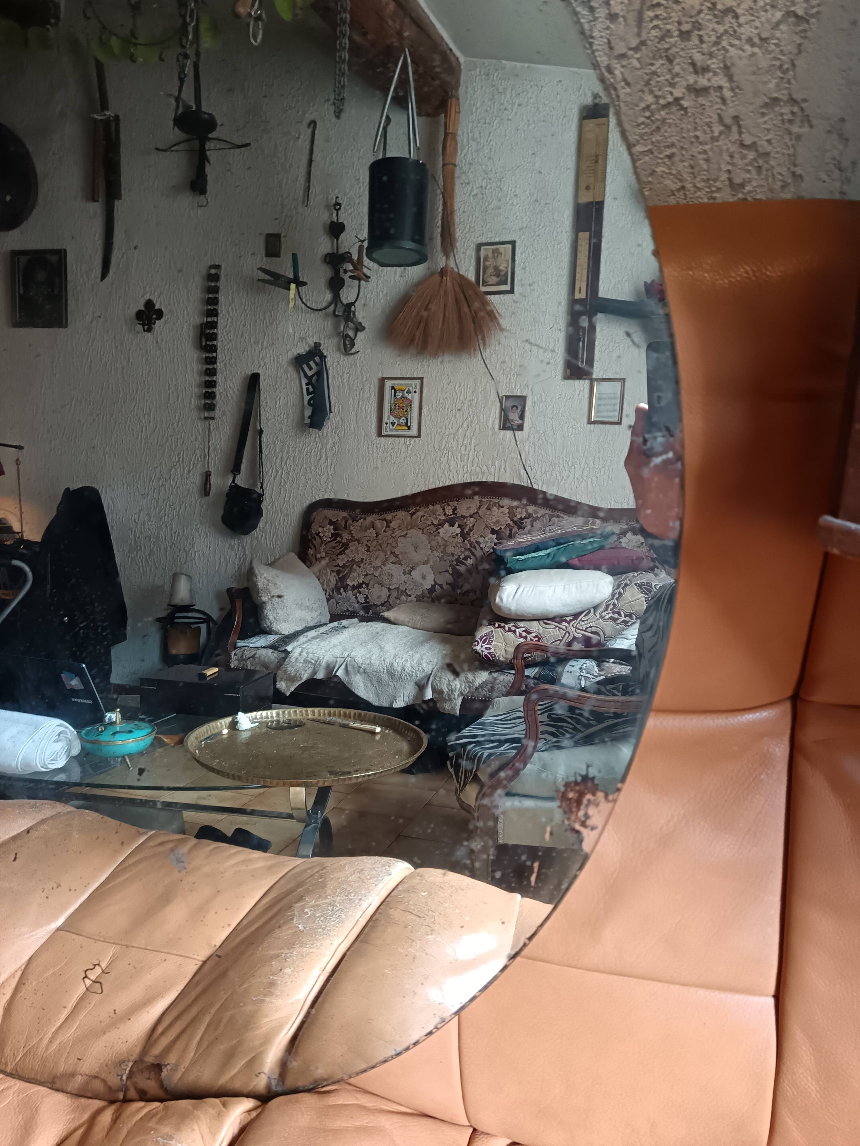 Italian round wall mirror from the 1960s.