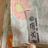Nappe vintage Moissac fleuri et 8 serviettes neuf - beige orange vert neuf